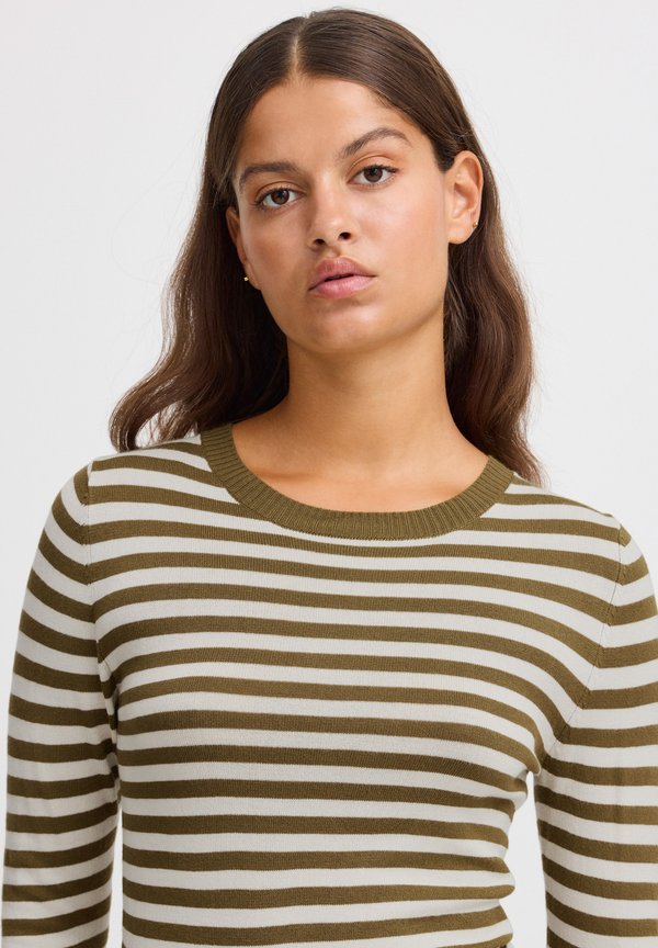 IHDIANE - Jumper - lizard almond milk stripe3