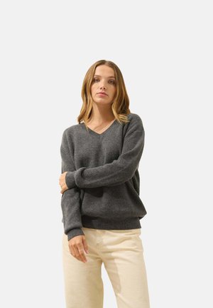 ALENIA V-NECK - Strickpullover - heather anthracite