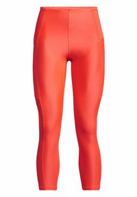 Röda sportleggings i elastiskt material med platta sömmar och en sidficka på vänster ben. Välpassad och med medelhög midja.