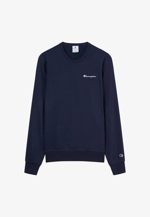 Felpa blu navy in cotone, con maniche lunghe, polsini a coste e logo sul petto. Design classico con scollo a girocollo.