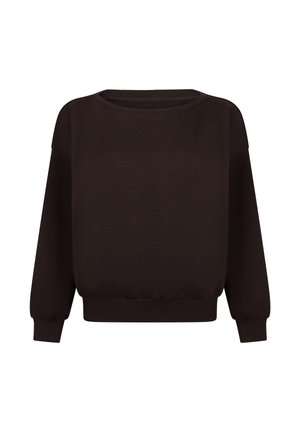 Zwart sweatshirt met lange mouwen, ronde hals, geribbelde boorden en zoom, losse pasvorm, zonder zichtbare logo's of patronen.