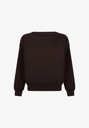 Zwart sweatshirt met lange mouwen, ronde hals, geribbelde boorden en zoom, losse pasvorm, zonder zichtbare logo's of patronen.