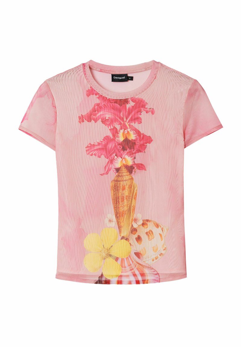 Desigual T-shirt print donkerroze