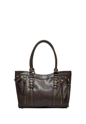 Bershka, WITH ZIPS AND STUDS - BAG - Kabelka - brown