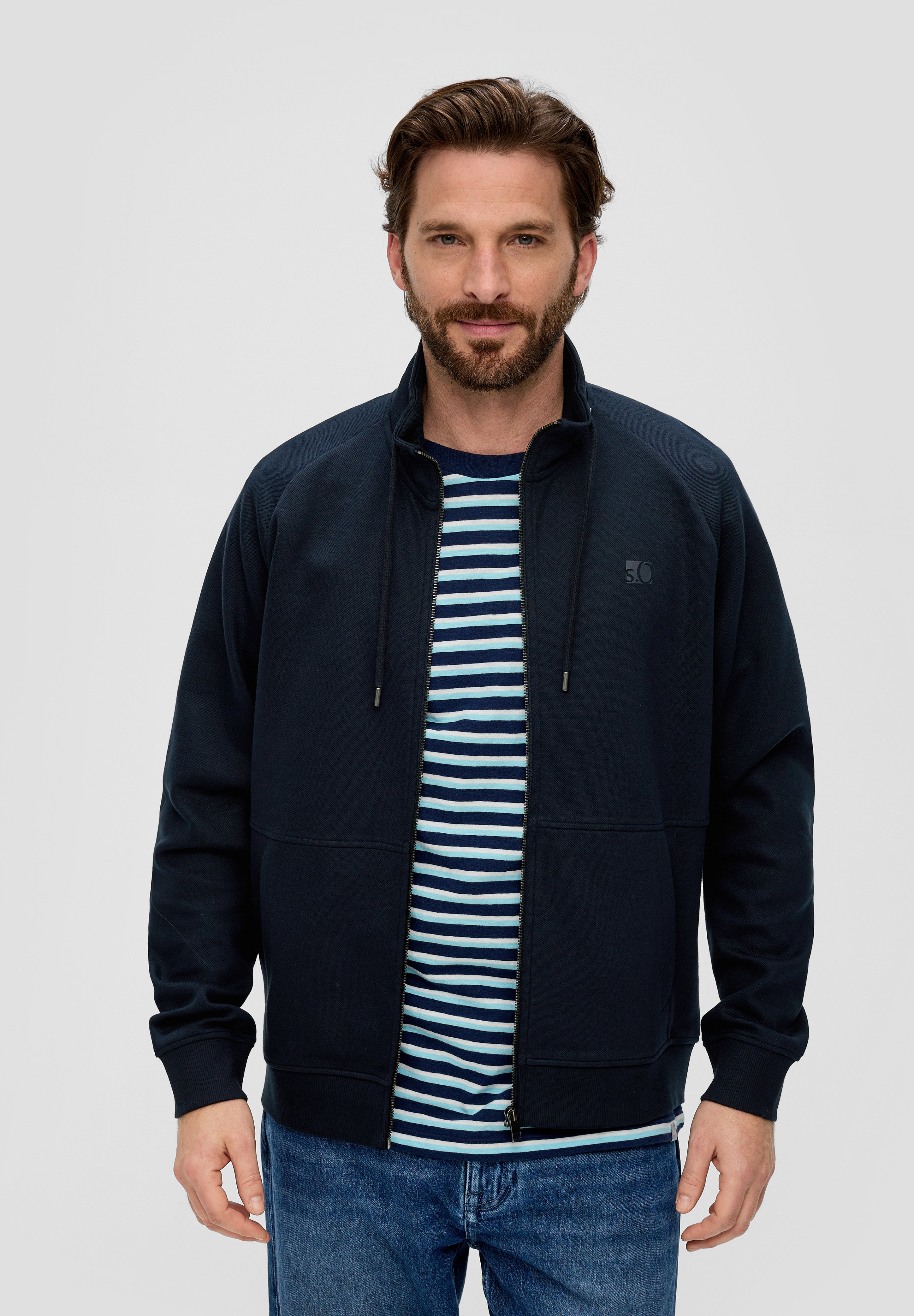 S.Oliver Herren Sweatjacke Mit Stehkragen – Mit Logo, Kapuze & Reißverschluss, Regular Fit