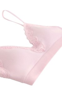 Rosa bh med spetskant och ribbat mönster. Har justerbara axelband och en mjuk tygband i botten.
