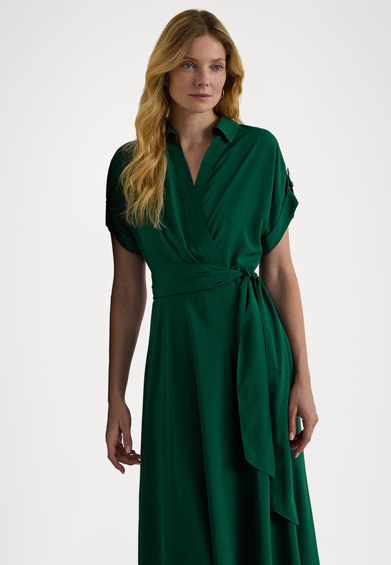 Lauren Ralph Lauren BELTED CREPE DRESS - Dienas kleita - deep emerald
