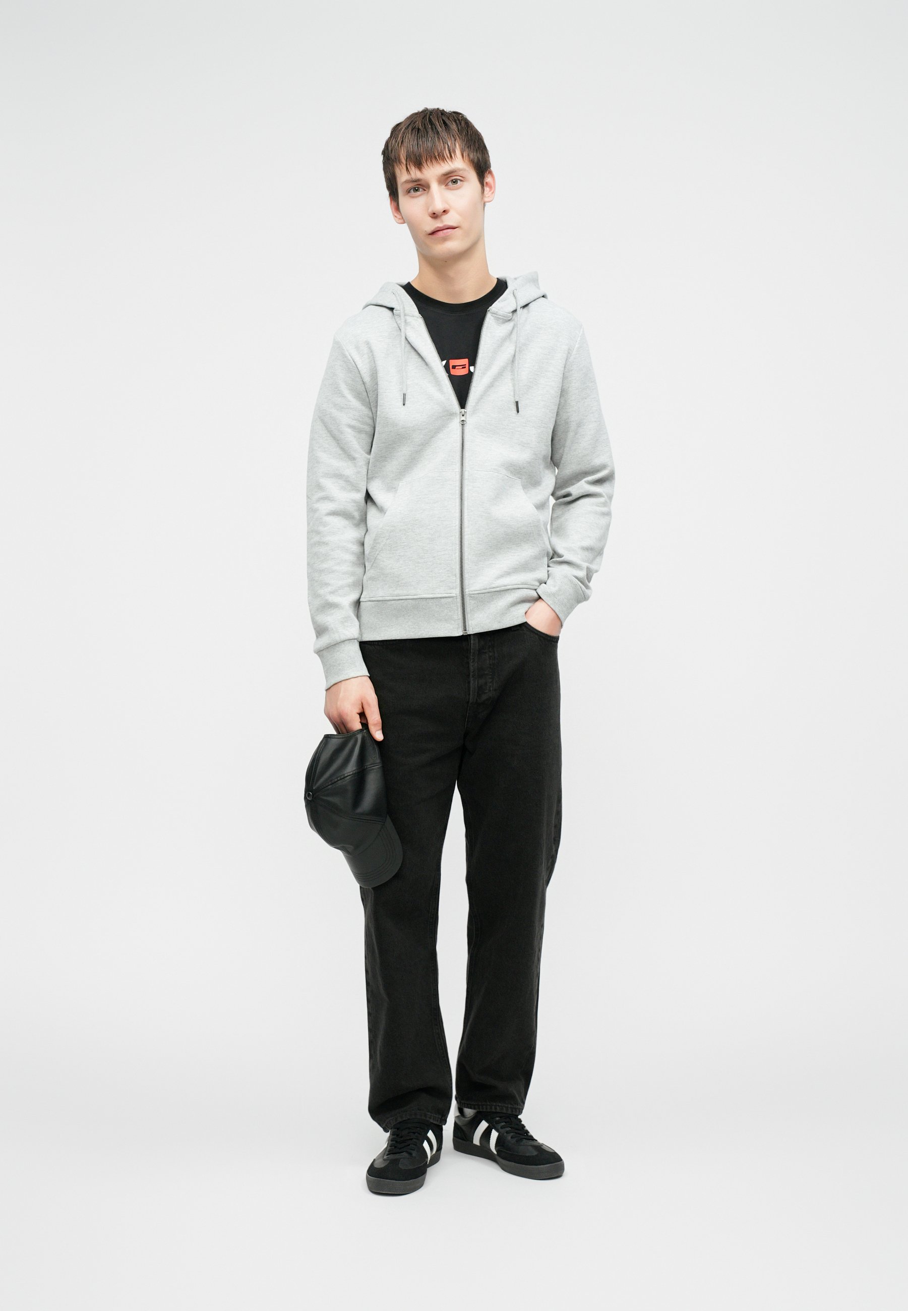 Jack & Jones JJEBASIC ZIP HOOD - Zip-up sweatshirt - light grey