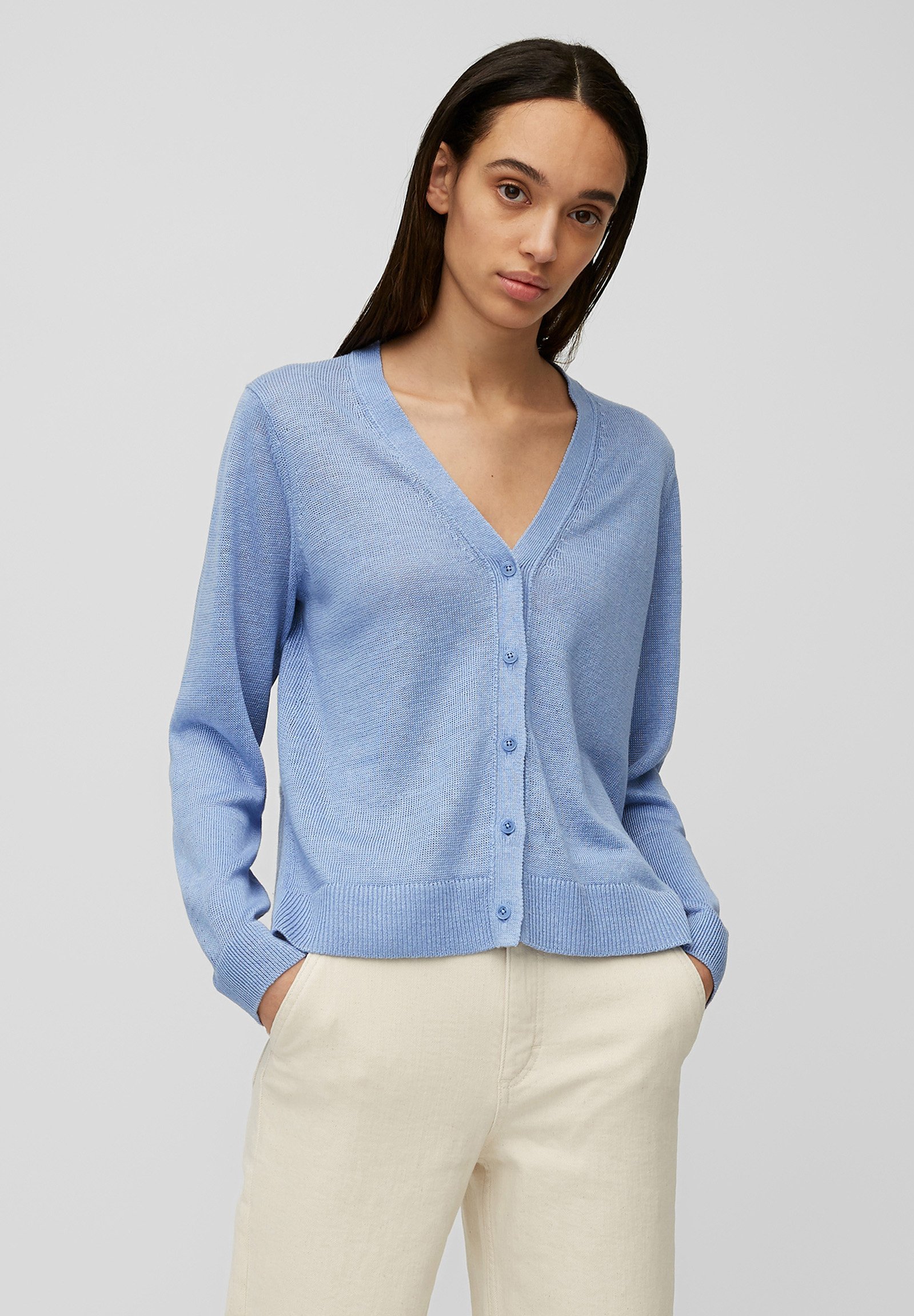 marco polo blaue strickjacke