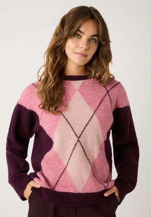 Pullover - argyle knit berry/rose