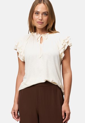 MIT ANGESCHNITTENEN ÄRMELN - Print T-shirt - eggnog