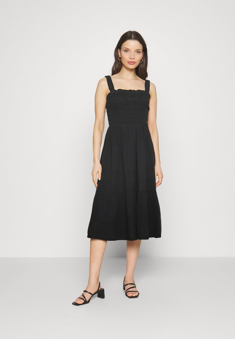 GAP Petite SMOCKED MIDI DRESS Freizeitkleid moonless night/schwarz