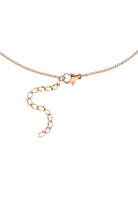 Collana in oro rosa con chiusura a moschettone e catena allungabile per la regolazione della lunghezza. Finitura liscia e lucida.