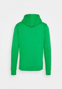 Felpa verde in cotone con tasca a marsupio, polsini e orlo a costine. Tessuto liscio con un design classico del cappuccio.