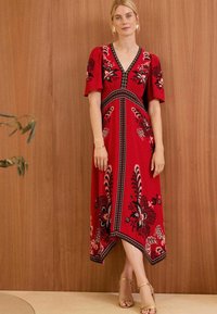 Love & Roses PRINTED V NECK HANKY - REGULAR FIT - Denné šaty - red