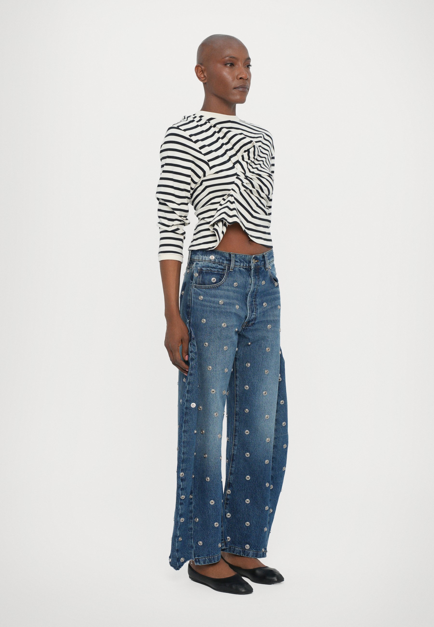 A.W.A.K.E. MODE STUDDED ORGANIC WITH SIDE INSERTS - Wide Leg