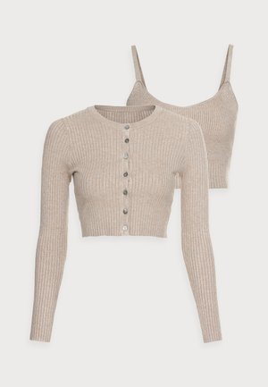 CARDIGAN + TOP SET - Top - tan