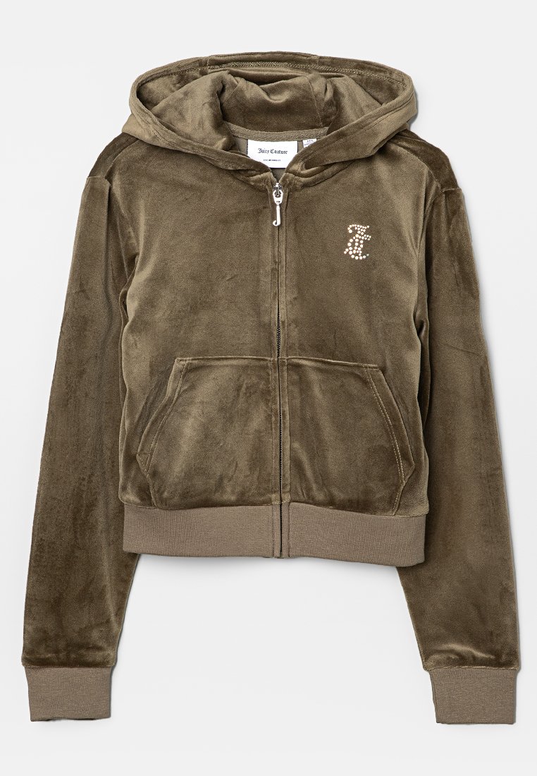 Juicy Couture Sweater met rits olijfgroen Juicy Couture Sweater met rits olijfgroen