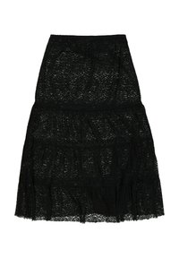 SHEER TIERED - Maxi skirt - black