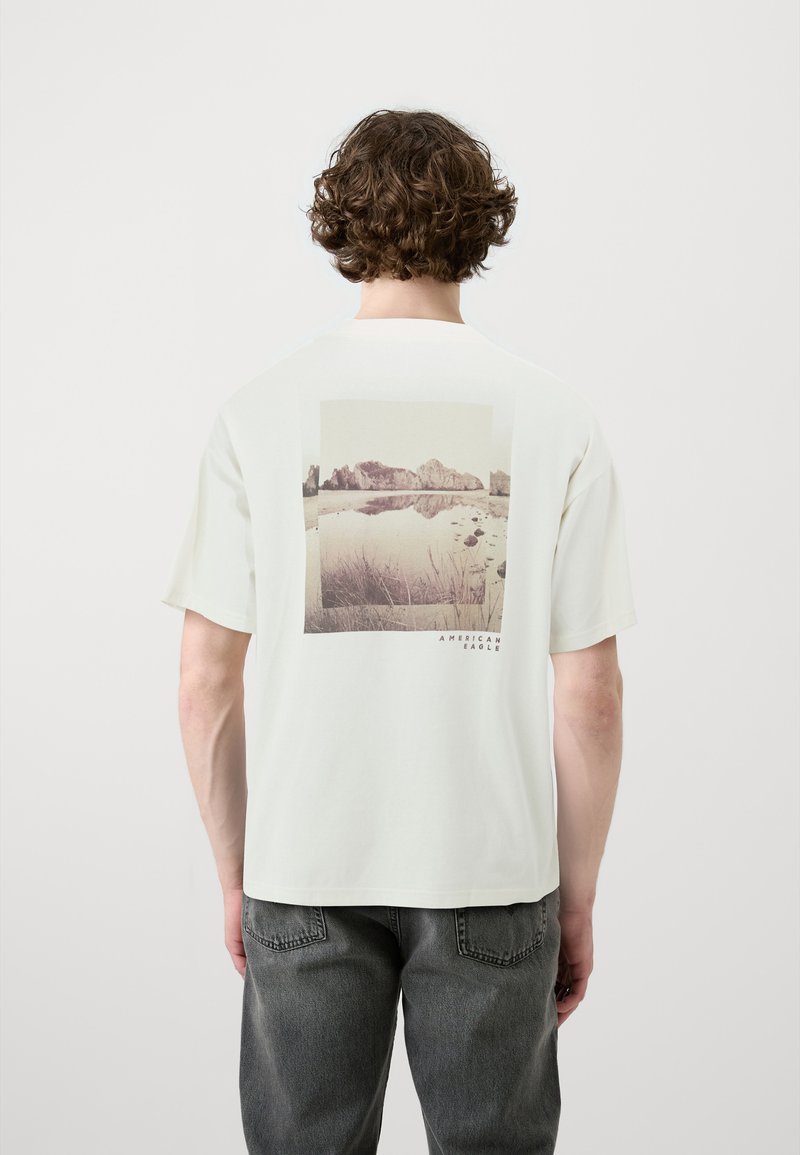 American Eagle TEE SERIOUSLY SOFT WASH - Print T-shirt - cream/off ...