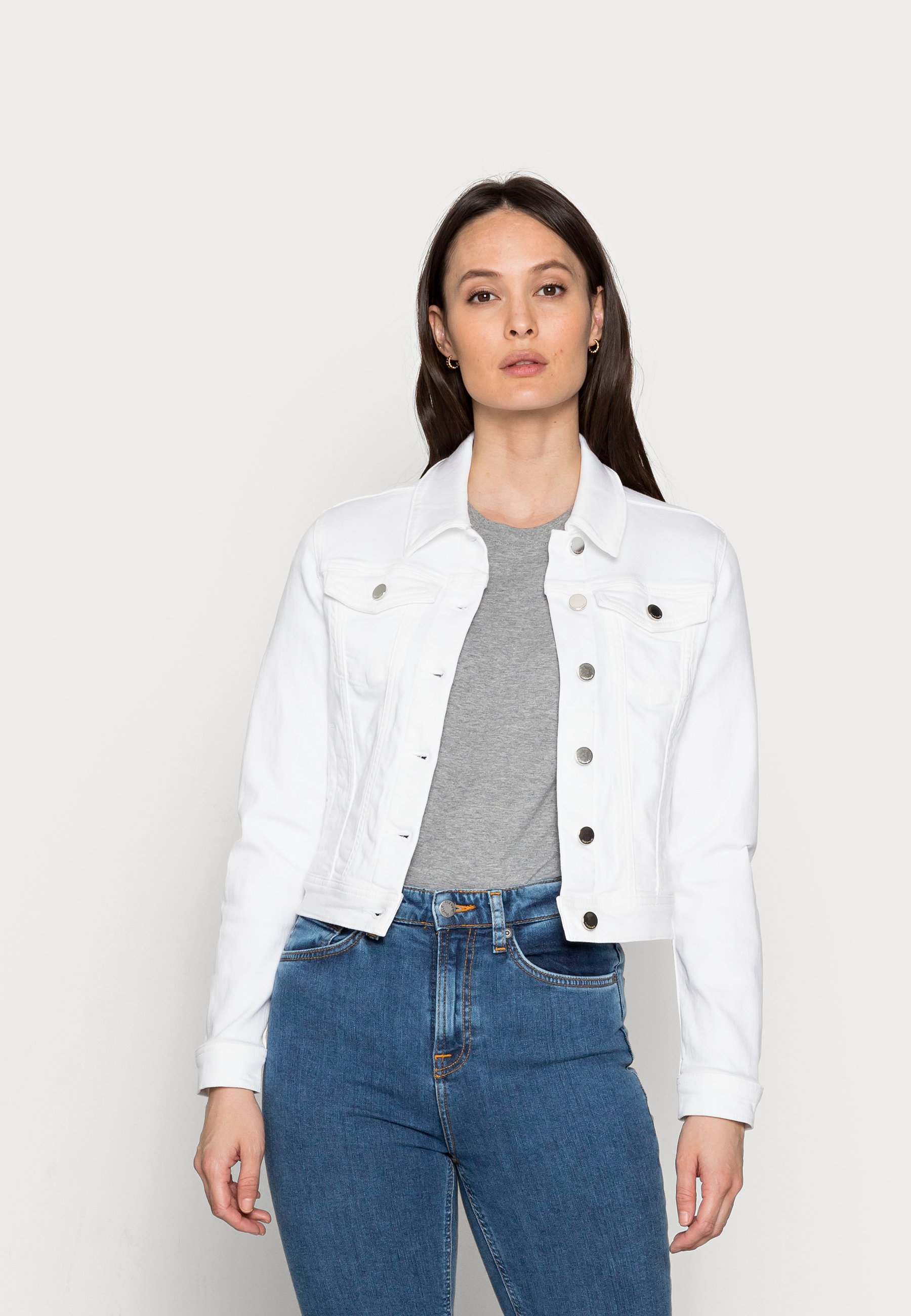 white long denim jacket