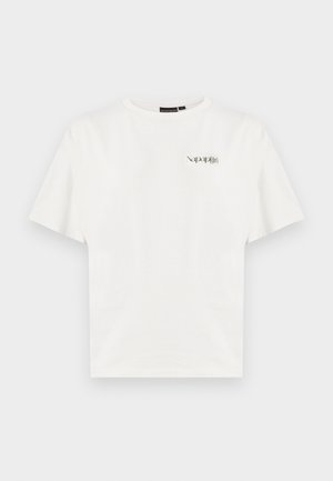 T-shirt blanc à manches courtes avec petit logo "Napapijri" sur la poitrine gauche et col rond.