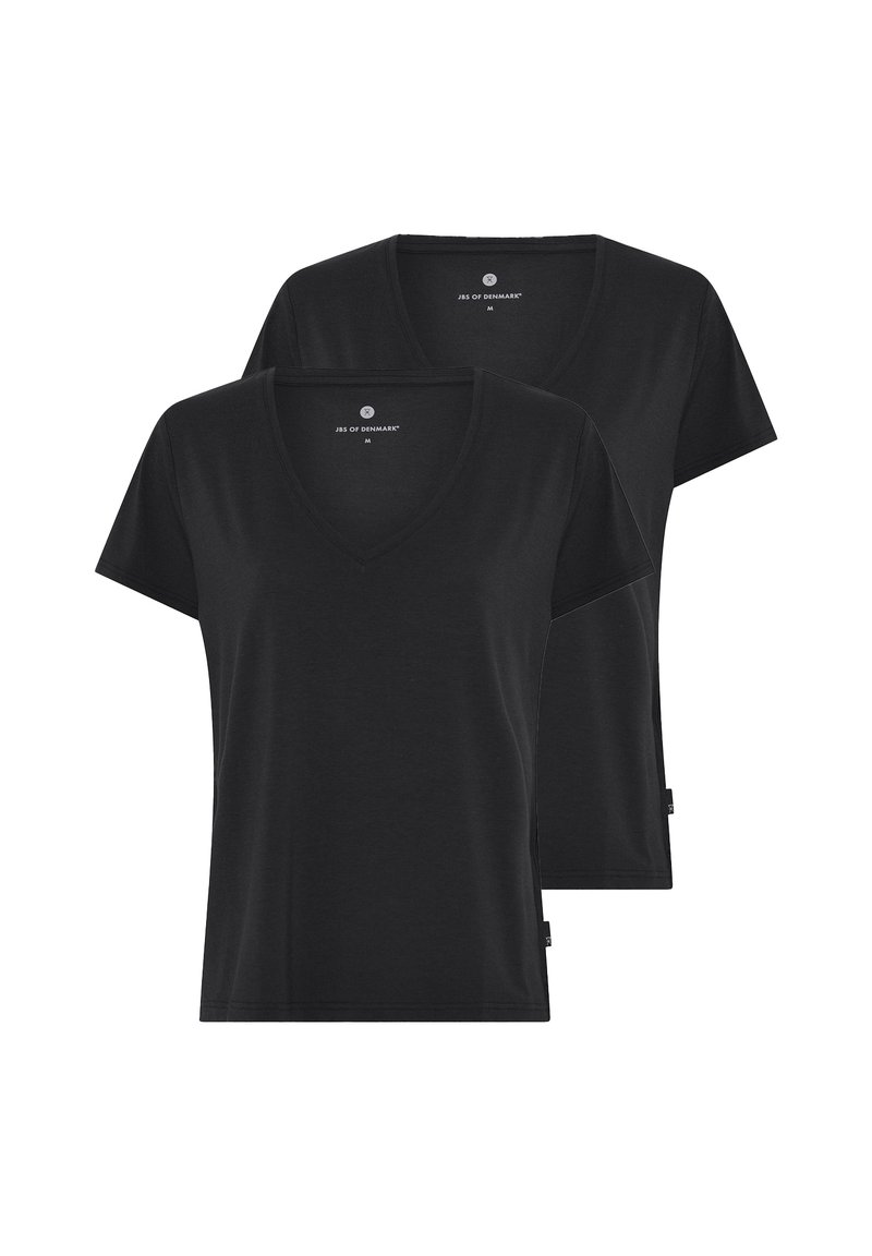 To sorte v-hals t-shirts lavet af blødt stof, med korte ærmer og en afslappet pasform. Diskret logo på halsudskæringen.