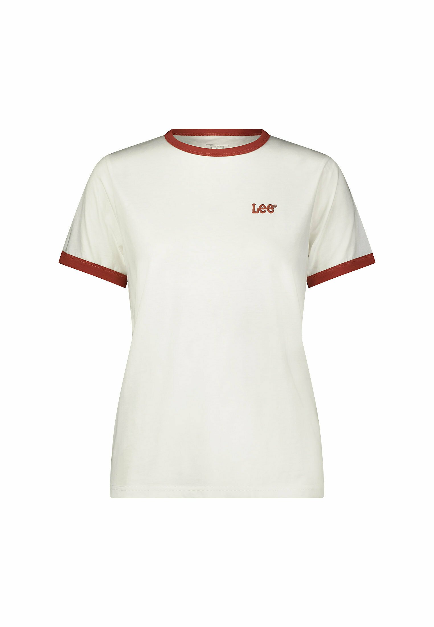 ◆LEE◆ Lee Dungarees Ringer T-Shirt Ivory Lee RINGER TEE - T-Shirt print - ecru/beige - Zalando