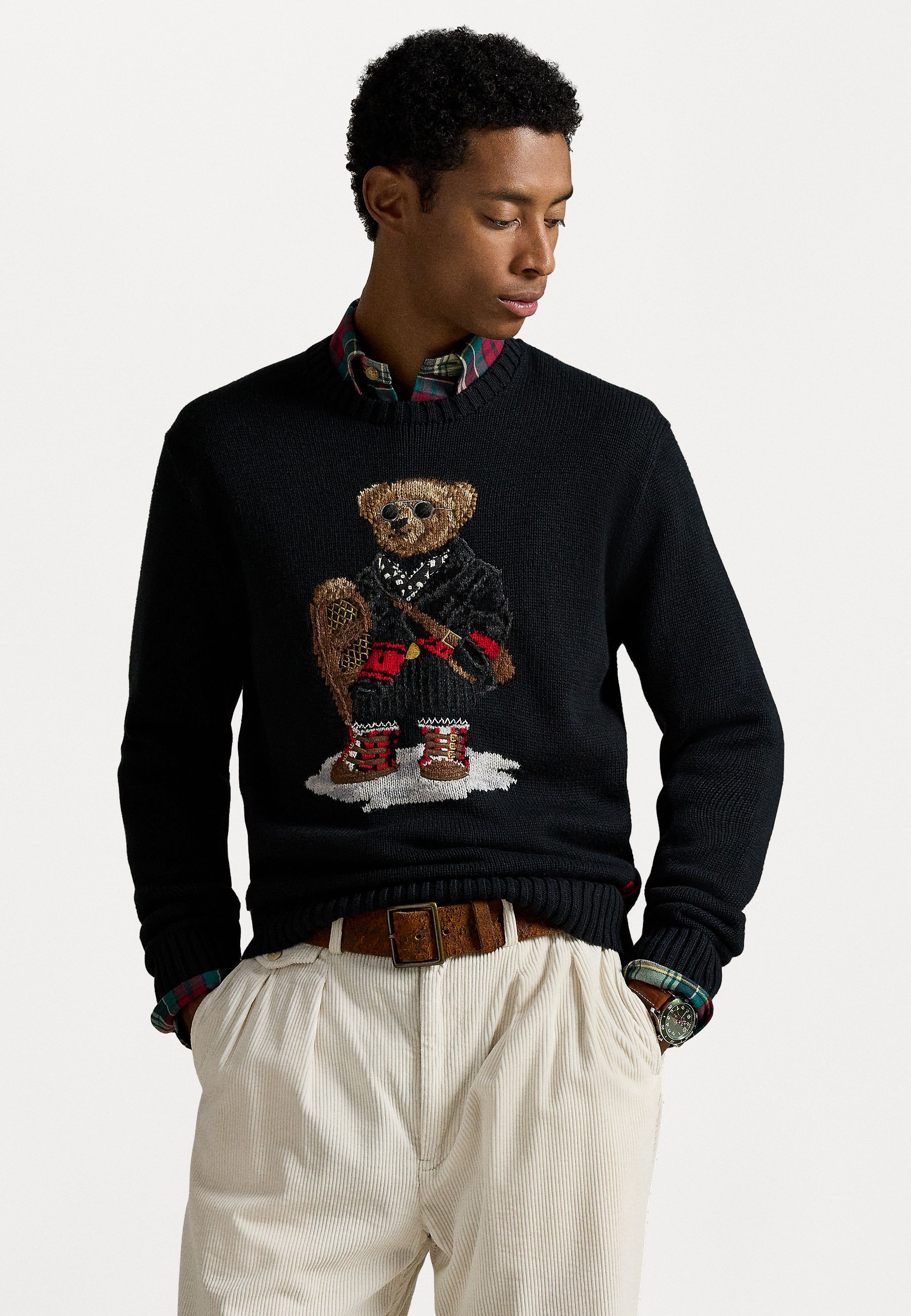 Vert chiné | Pull col rond essentiel Moss Stitch - Homme | FR Vert chiné | Pull col rond essentiel Moss Stitch - Homme | FR