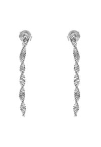 Orecchini d'argento con un design a spirale attorcigliata e una finitura lucida. La superficie è liscia e presentano una chiusura a posteriore sicura.