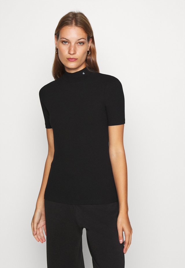 MOCK NECK - Print T-shirt - black