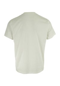 Kortærmet, lys creme t-shirt lavet af blød bomuld. Ensfarvet med en klassisk lige pasform og rund halsudskæring. Ingen synlige mønstre eller accenter.