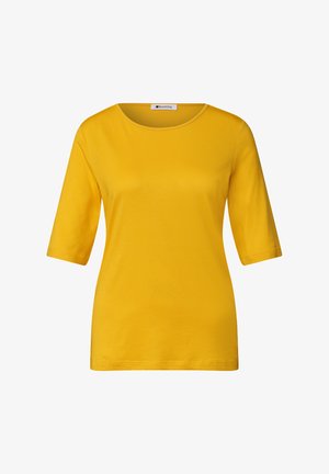 Street One, BASIC SOLID-COLOR CREW-NECK T-SHIRT, żółty