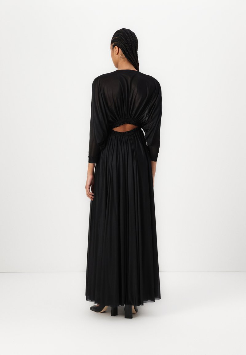 pinko pleated maxi dress PINKO Pleated Halterneck Maxi Dress | Pink