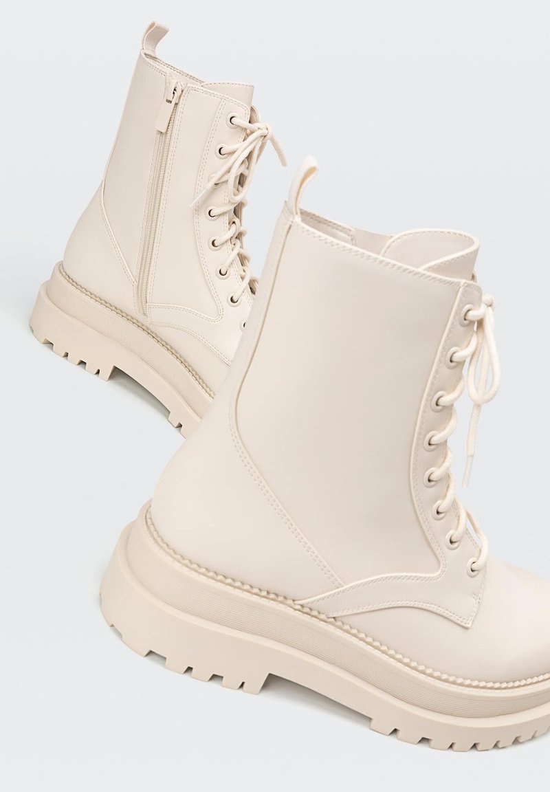 Botas Beige Botas Stradivarius Militares Cowboy Boots Bottines
