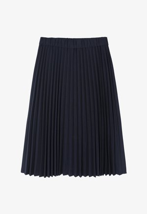 Tumepleediga seelik, mis on valmistatud pehmest kangast. Sellel on lai elastne vöökoht ning see ulatub just üle põlve sujuva tekstuuriga.