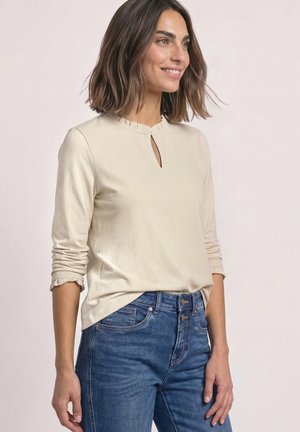 Street One, BASIC SHIRT WITH RUFFLES AND CUT-OUT DETAIL - Camiseta de manga larga - pure beige
