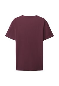 T-shirt bordeaux a maniche corte in morbido cotone, caratterizzata da una vestibilità comoda e un collo rotondo, con un design posteriore semplice.