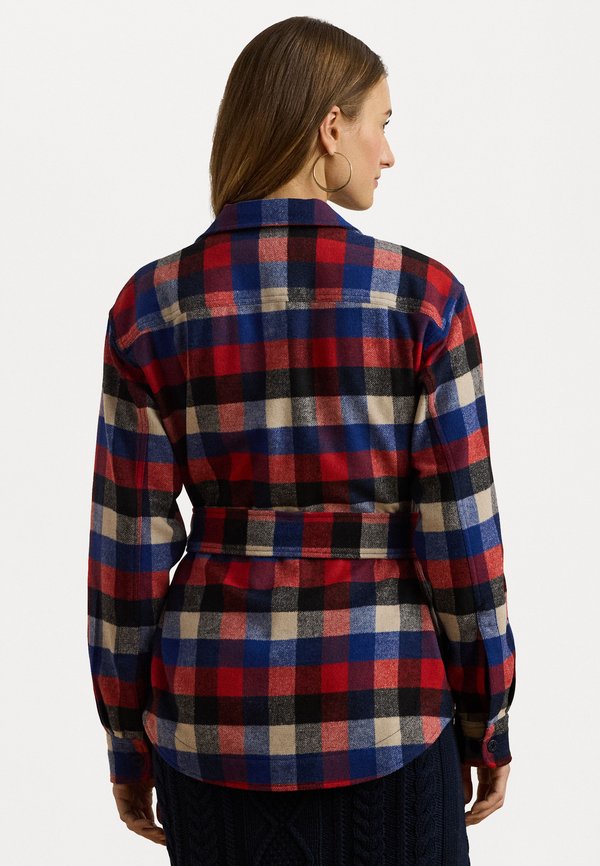 CHECK BELTED TWILL SHIRT JACKET - Button-down blouse3