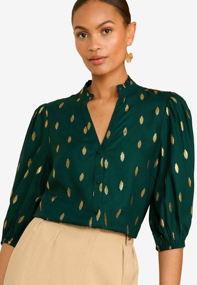Love & Roses V NECK 3/4 SLEEVE THROUGH REGULAR FIT - Palaidinė - green foil
