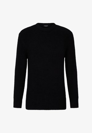 Maglione a maniche lunghe nero, con scollo rotondo, polsini e orlo a coste, realizzato in morbido tessuto testurizzato.