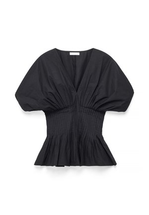 NA-KD, SHORT SLEEVE PINTUCK BLOUSE - Pluus - black