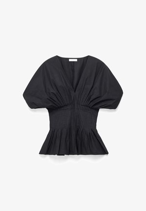 NA-KD, SHORT SLEEVE PINTUCK BLOUSE - Pluus - black
