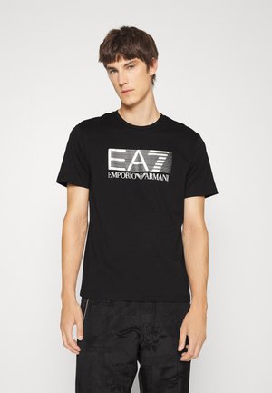 T-shirt con stampa - black/silver coloured