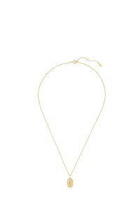 Zelta ton ēts kaklarota ar smalku ķēdīti un ovālu piekariņu ar sarežģītu ziedu gravējumu. Garumu var pielāgot ar aizdari.