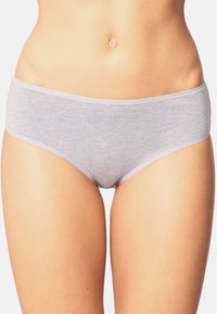 Grijze katoenen hipster onderbroek met een zachte jersey-textuur, voorzien van een brede elastische tailleband en een eenvoudig, naadloos ontwerp.