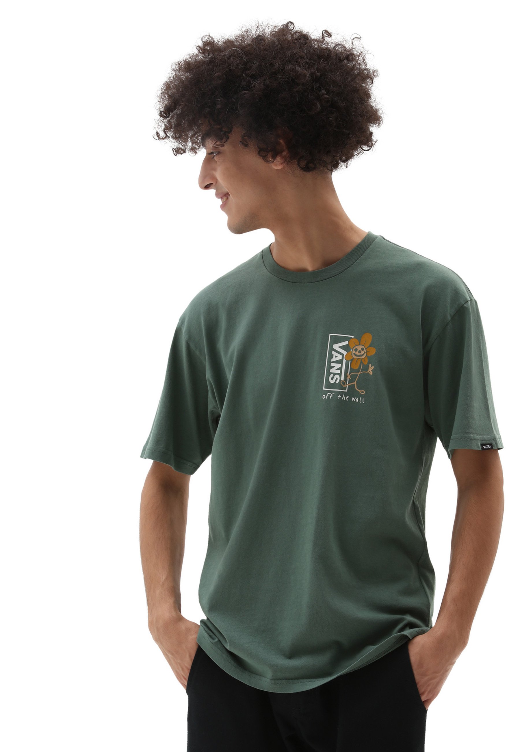 Vans TRIPPY GRIN FLORAL SS - T-shirt print - medium green/groen - Zalando.nl