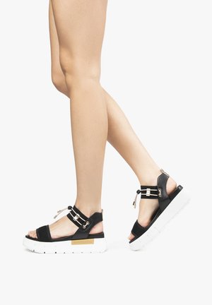 Sandalen met plateauzool - nero