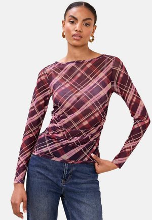 Bluză cu mânecă lungă - burgundy pink check