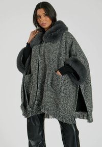 FAUX FUR PONCHO - Poncho - grey